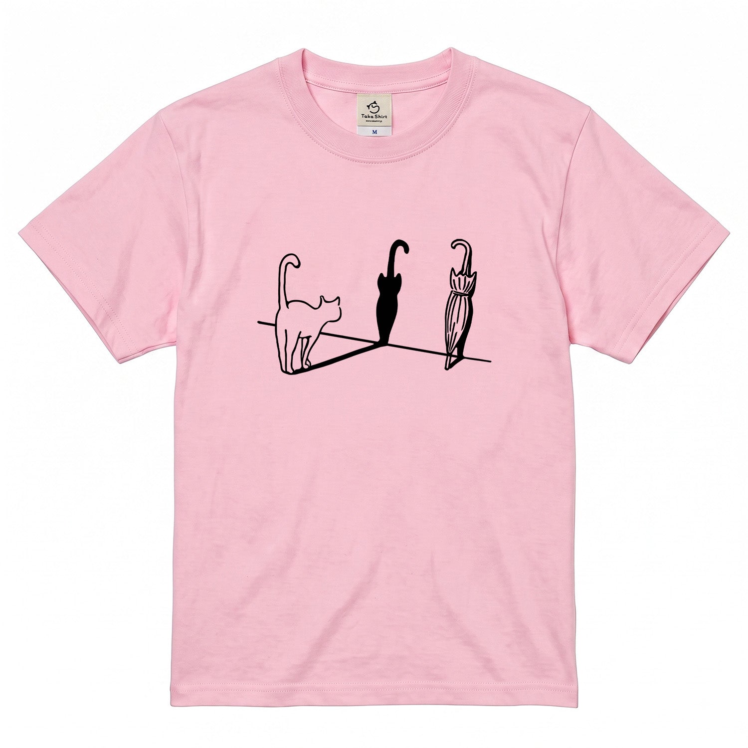 猫tシャツ ねこ 猫イラスト 猫&傘 |アダルト&キッズサイズ